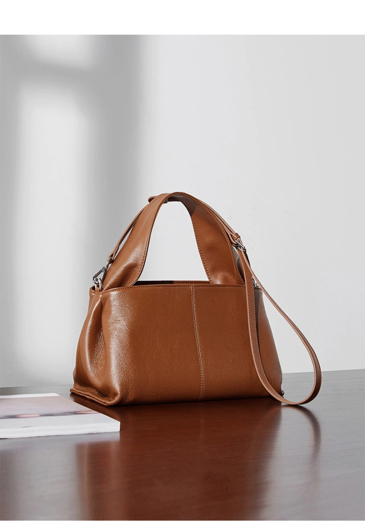Borsa da donna in vera pelle marrone