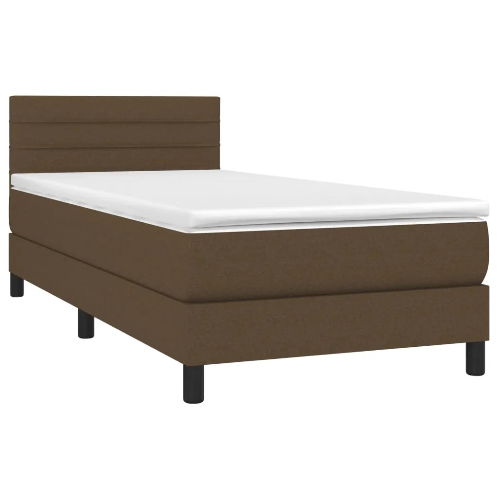 Letto a Molle Materasso e LED Marrone Scuro 90x190cm in Tessuto 3133200