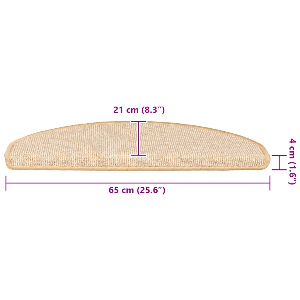 Tappetini per scale 15 pz 65x21x4 cm Crema Semicircolari Grandi 149861