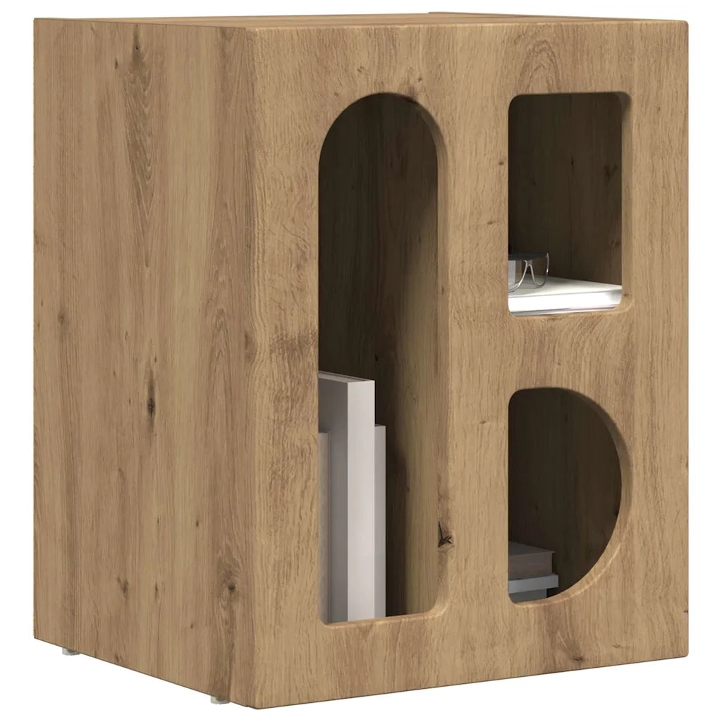 Comodino-Tavolino da notte Rovere artigianale 40 x 35 x 50 cm Legno multistrato