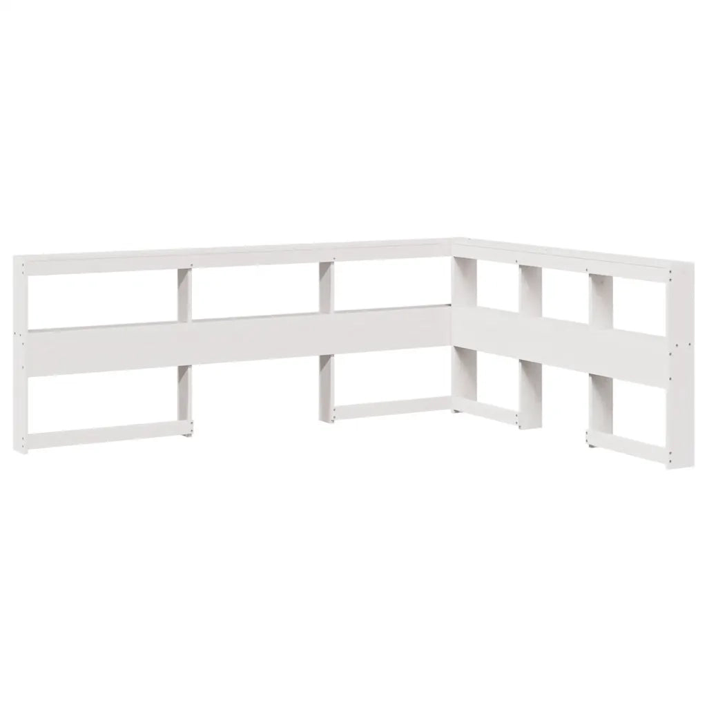 Testiera libreria a L-Testata contenitore Bianca 140 cm in Legno Massello di Pino 157987
