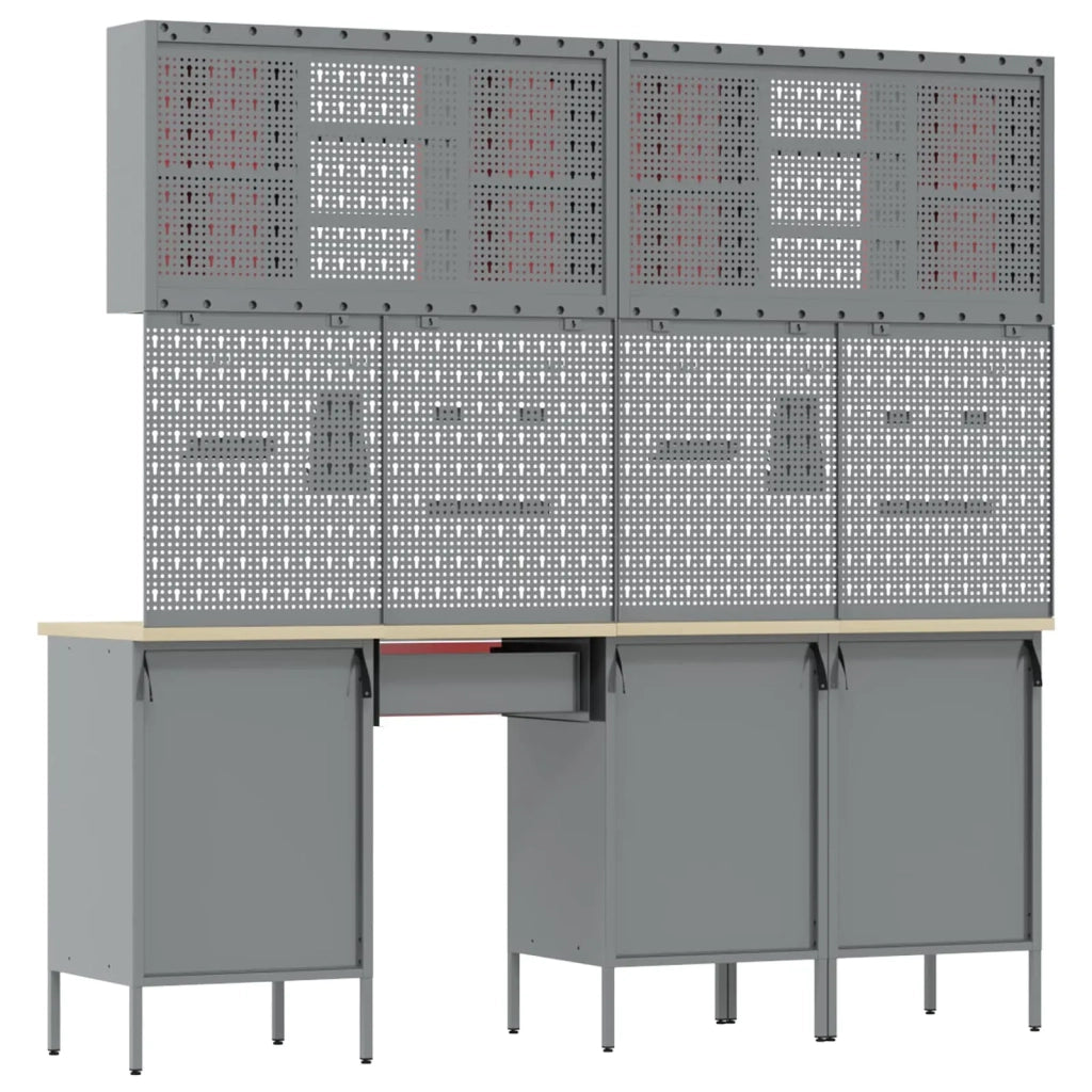 Mobile da lavoro 10 pcs Rosso Legno ingegnerizzato e acciaio 3321479