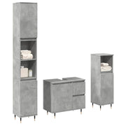 Set Mobili da Bagno 3 pz Grigio Cemento in Legno Multistrato 3324955