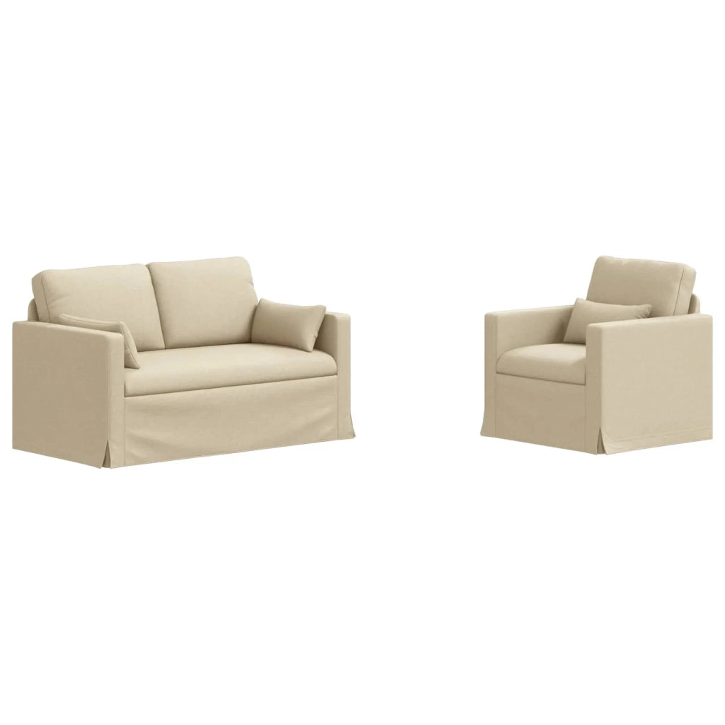 Divano 2 pcs Crema 139 x 78 x 80 cm Tessuto