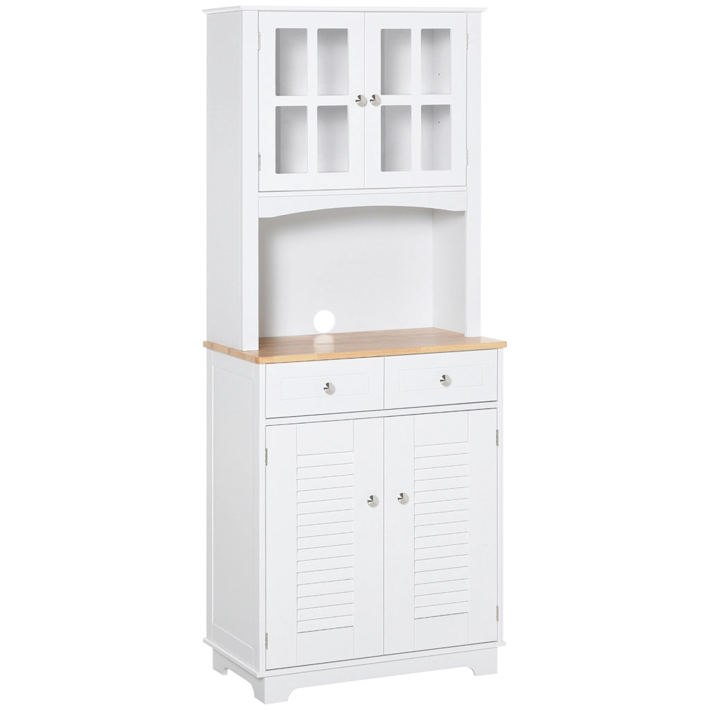 Easycomfort Credenza Alta per Cucina, Mobile Buffet in Legno Bianco, Armadio Dispensa in Stile Classico, Bianco, 68x39.5x170cm