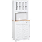 Easycomfort Credenza Alta per Cucina, Mobile Buffet in Legno Bianco, Armadio Dispensa in Stile Classico, Bianco, 68x39.5x170cm