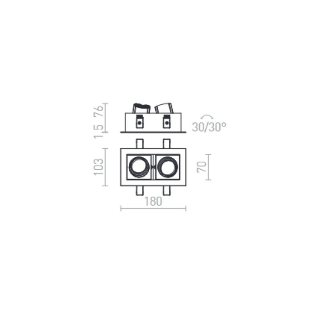 Faretto BONDY II da incasso bianco 230V LED 2x7W 24° 3000K