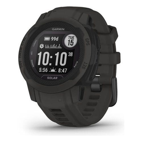 Garmin instinct 2s solar, smartwatch, 40mm, rugged design, ricarica solare, autonomia 51 giorni, +30 app multisport, gps, cardio, spo2, garmin pay, connect iq (graphite) - 010 02564 00