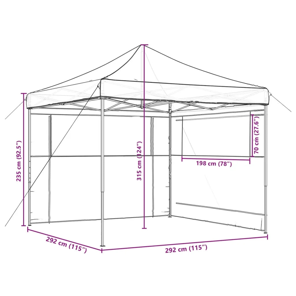 Tendone per Feste Pieghevole Pop-Up con 2 Pareti Tortora 4004923