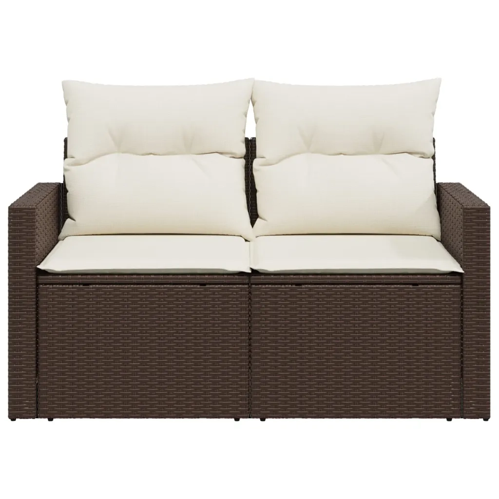 Divano da Giardino a 2 Posti-Sofa da giardino con Cuscini in Polyrattan Marrone 670483