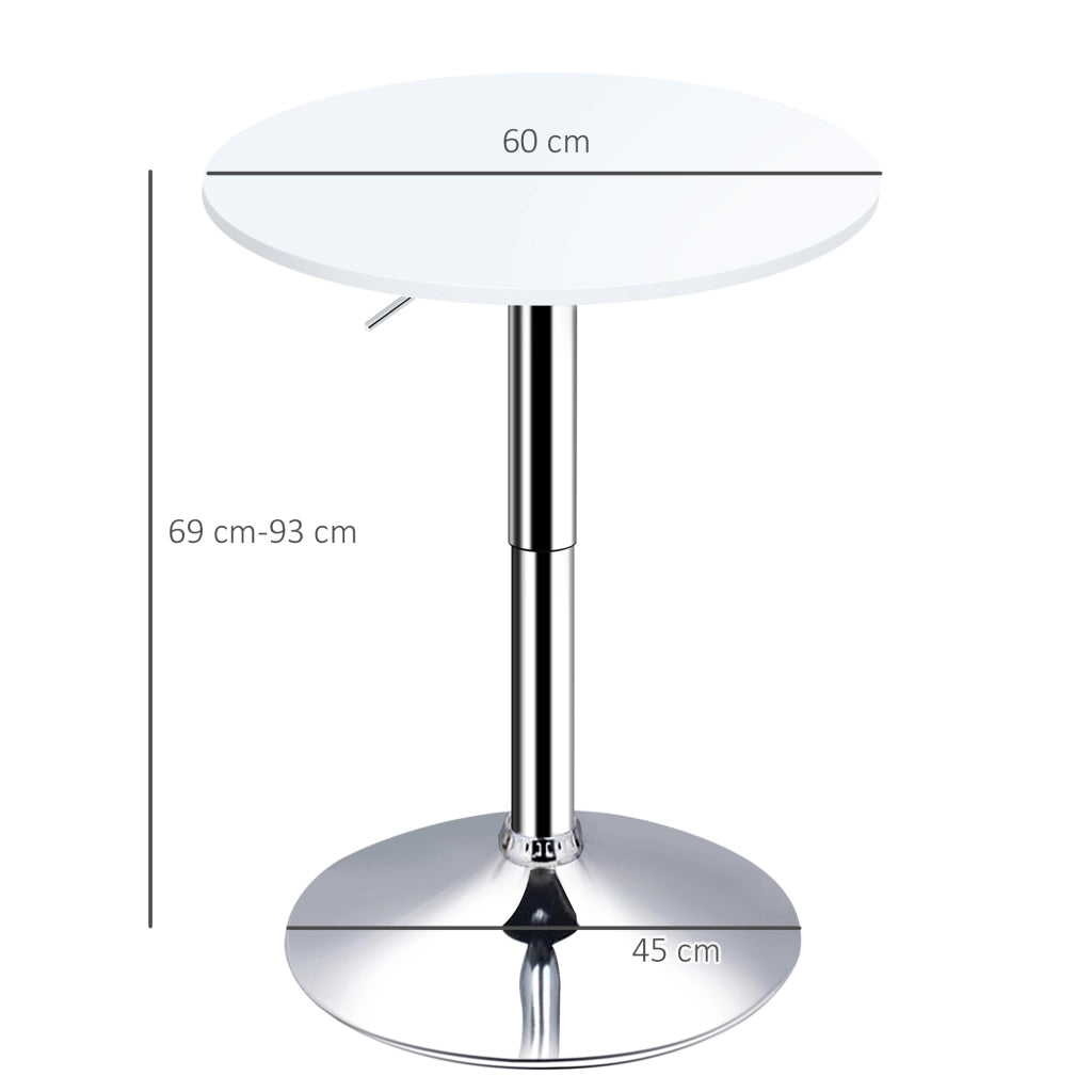 Tavolo da bar regolabile in altezza con base rotonda ¨C zephmum ¨C bianco ?60x69-93 cm