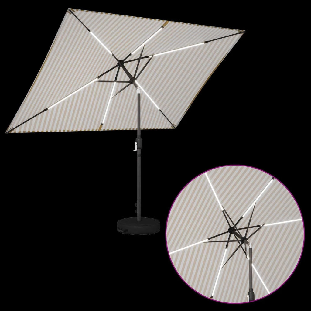 Ombrellone da giardino-Parasol da giardino con luci LED e base 200 x 300 cm Poliestere 771930
