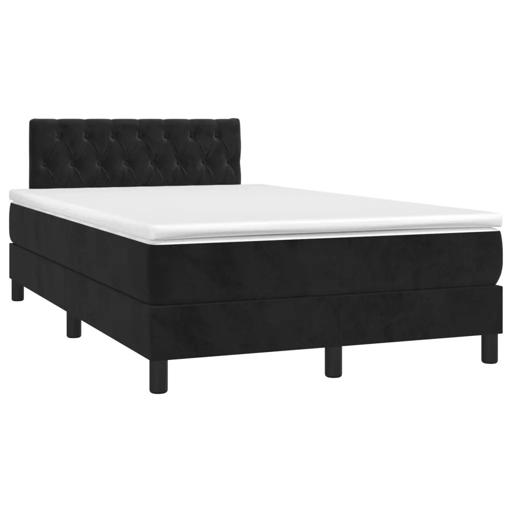 Letto a Molle con Materasso e LED Nero 120x200 cm in Velluto 3134575