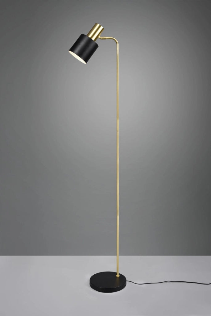 ADAM PIANTANA METALLO OTTONE SATINATO E NERO H. 153,5CM 1 LUCE ATTACCO E27