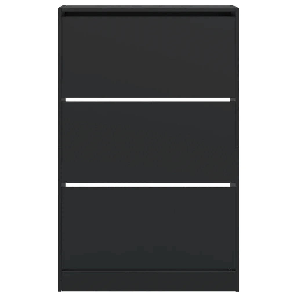 Scarpiera Nera 80x21x125,5 cm in Legno Multistrato