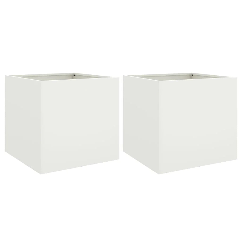 Fioriera rialzata per piante fiori giardino terrazze set da 2 49 x 47 x 46 cm acciaio bianco 02_0038985