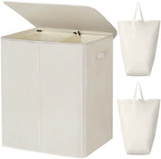 Lavatrice a cassetto 154L con coperchio, lavatrice a cassetto a due compartimenti con coperchio e 2 sacchi di lavaggio, classificatore di bucato grande XXXL per camera da letto, zona lavanderia, armadio, bagno, università (beige)