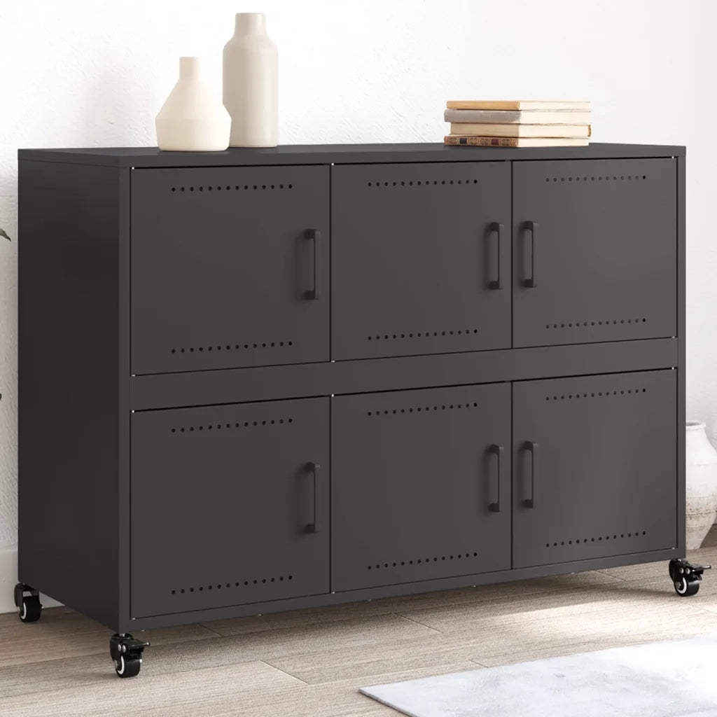 Credenza Nera 100,5x39x72 cm in Acciaio