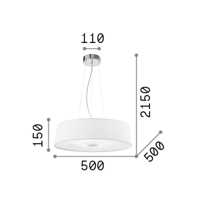 Sospensione Moderna Hilton Metallo Bianco 4 Luci E27