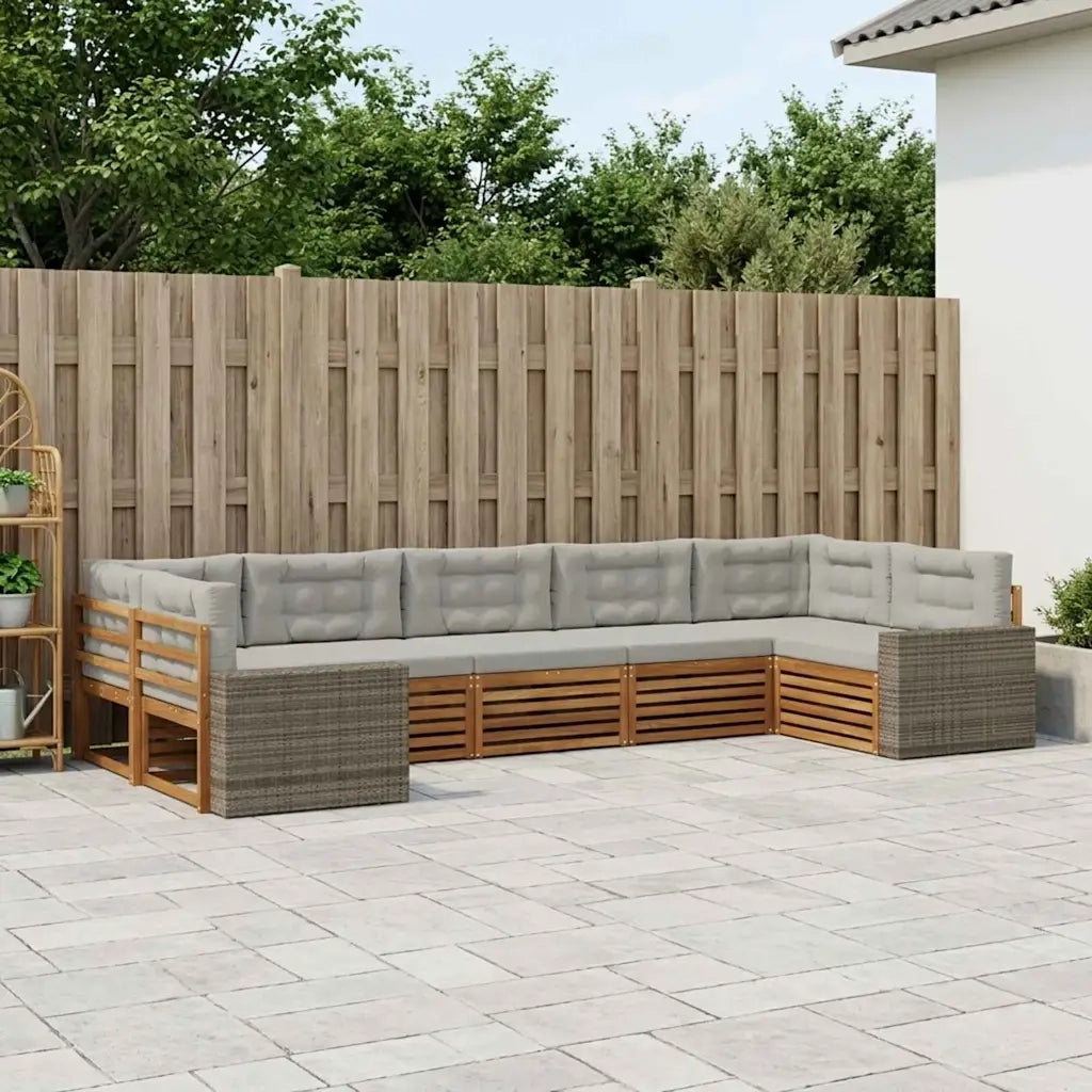 Set di divani da esterno 7 pcs Naturale e Grigio Chiaro 3383819