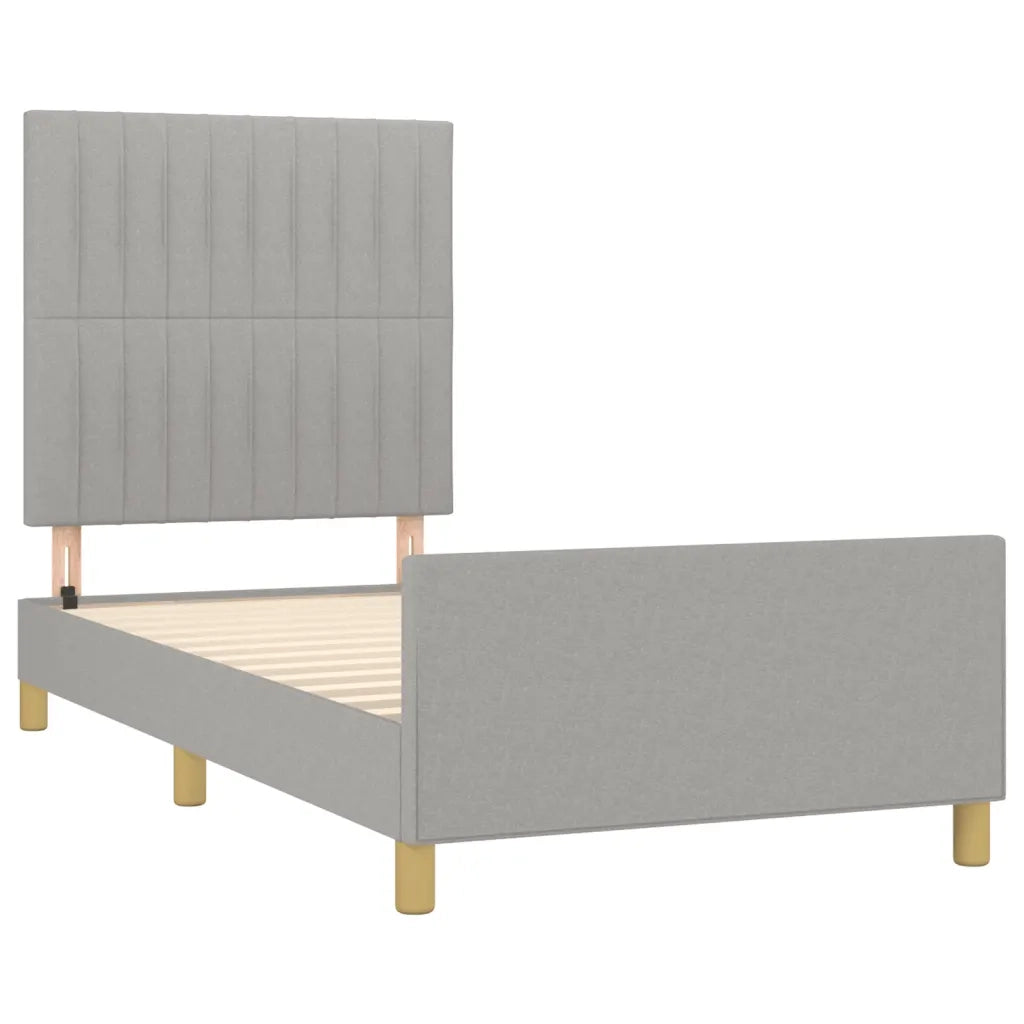 Giroletto con Testiera Grigio Chiaro 80x200 cm in Tessuto cod mxl 61702