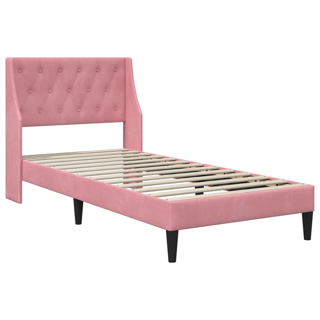 Struttura letto con materasso Rosa 100 x 200 cm Velluto 3414780