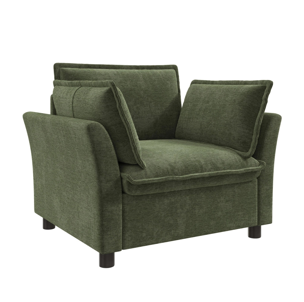 Sessel in chenille verde 90 × 81 × 87 cm con 2 cuscini