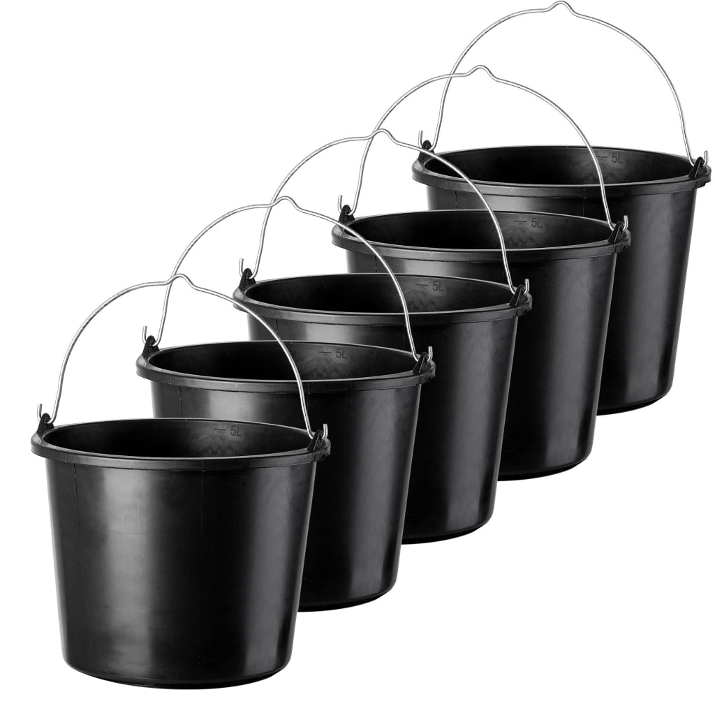 Secchio da costruzione KADAX da 12 litri, secchi in plastica resistenti per uso domestico e giardinaggio, confezione da 5 pezzi.