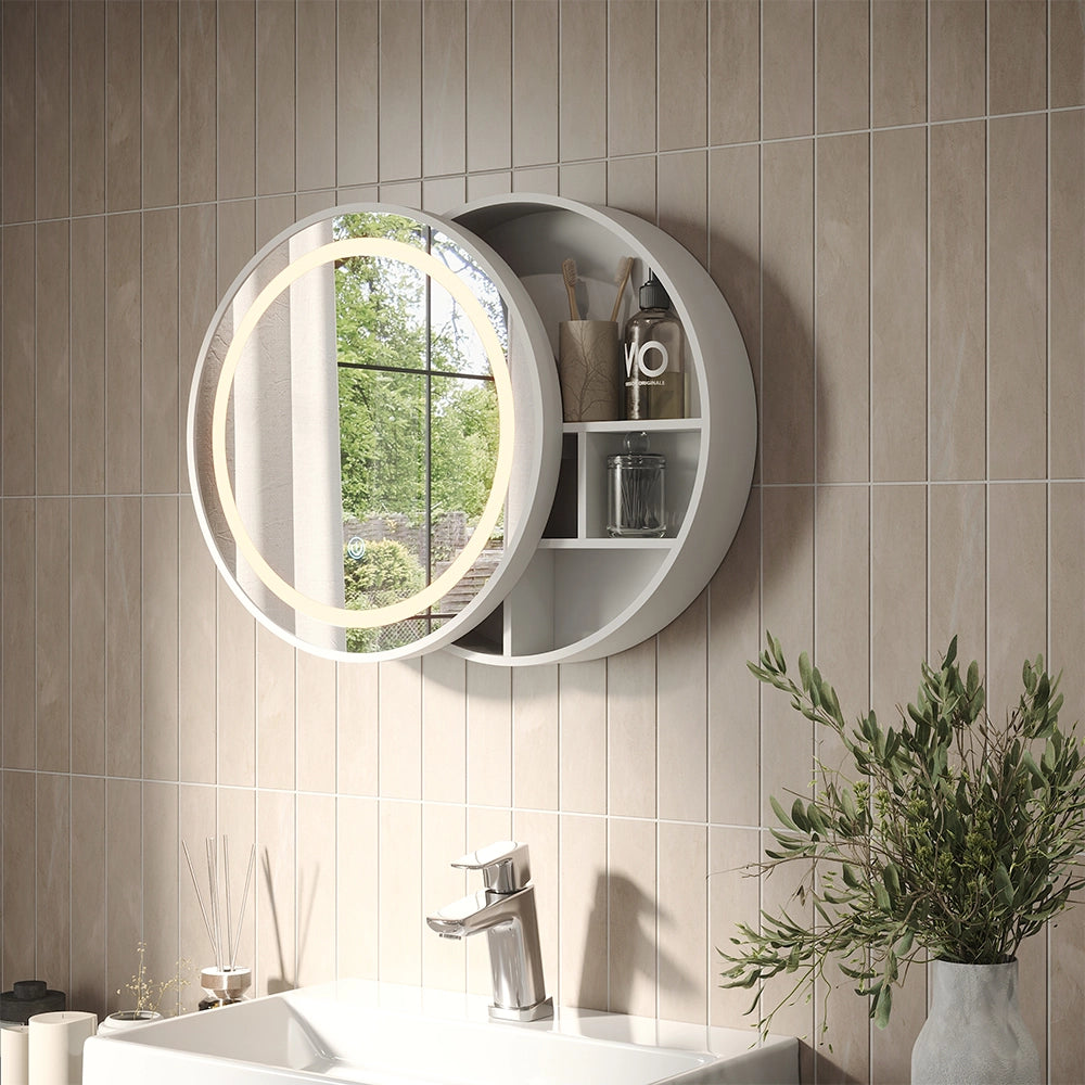 Vicco Specchio contenitore bagno Bianco 50 x 50 cm con 5 vani portaoggetti