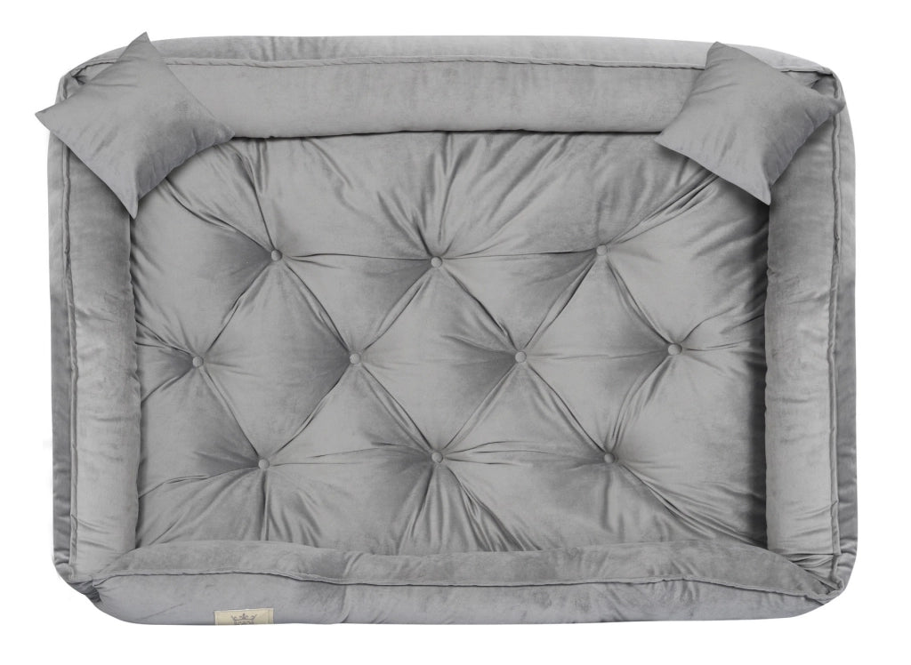 AIO FACTORY Cuccia per cani 115x95 cm in velluto grigio con cuscino impermeabile