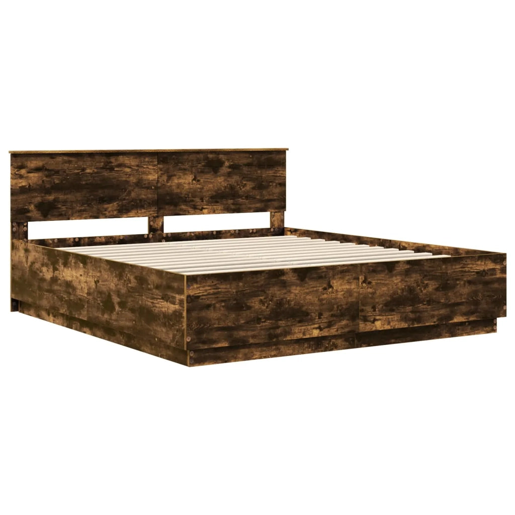 Struttura del letto Rovere fumé 200 x 200 cm Legno multistrato