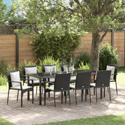 Set di Mobili da Pranzo da Giardino con Cuscini Nero Polyrattan