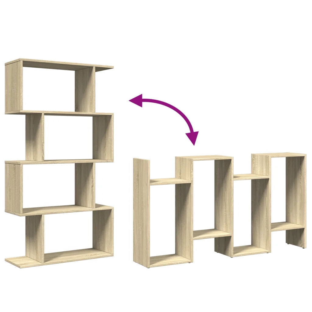 Libreria Divisorio 4 Ripiani-Scaffale per Libri-Mobile di Stoccaggio Sonoma 70x24x129 cm in Truciolato
