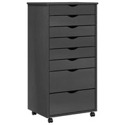 Armadio su ruote con ampi cassetti 53 x 39 x 103 cm pratico contenitore per soggiorno legno di pino grigio 02_0047167