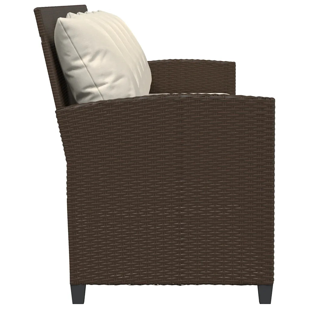 Divano da Giardino a 5 Posti con Cuscini in Polyrattan Marrone