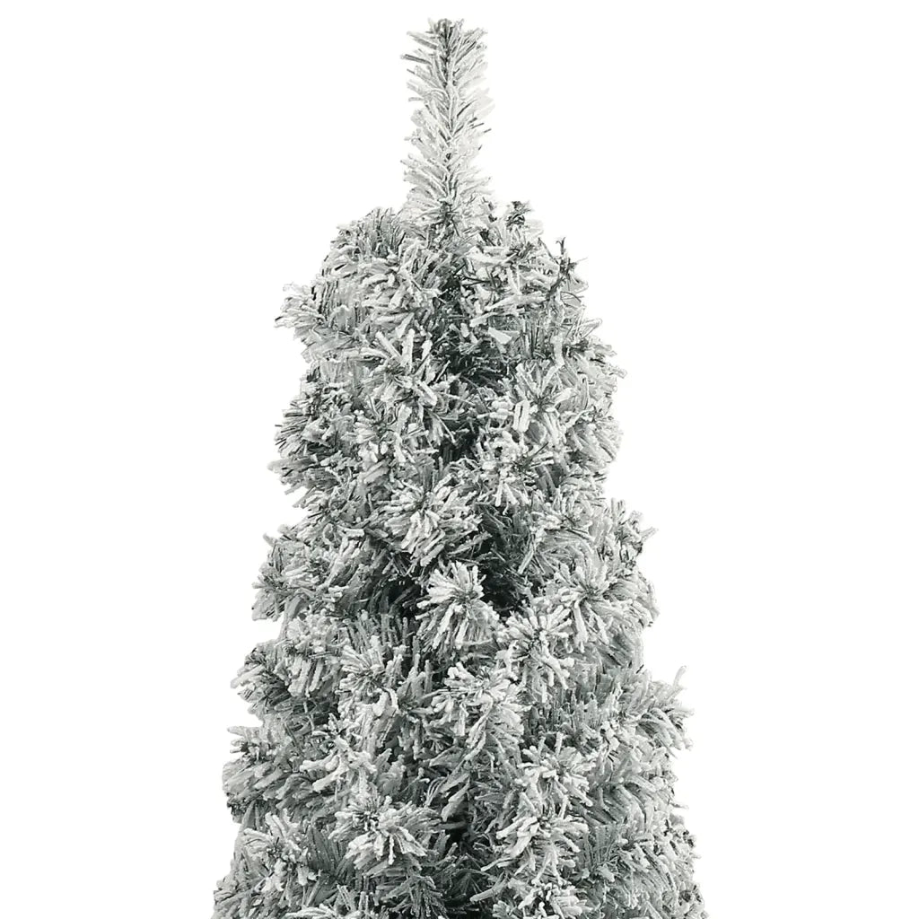 Albero di Natale | Decorazioni natalizie Sottile con Base e Neve Floccata 300 cm PVC