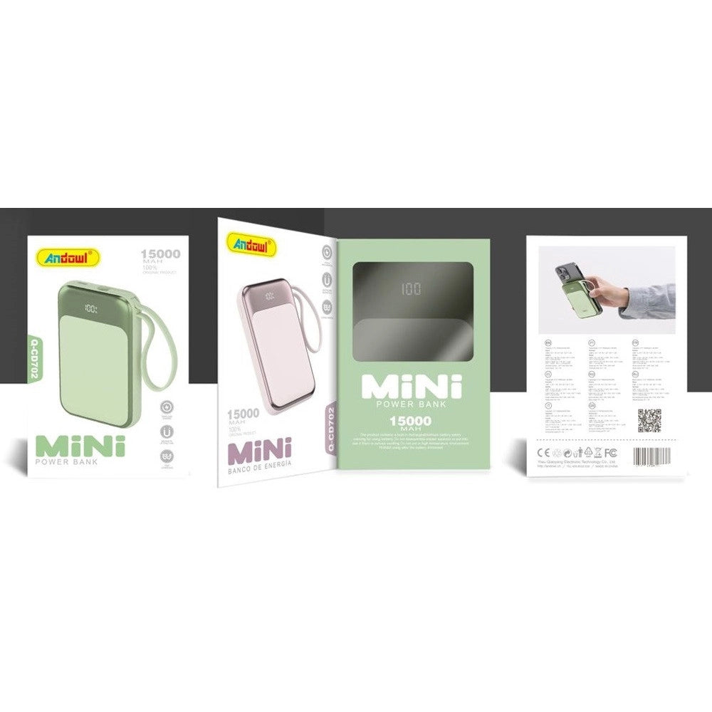 Trade Shop - Mini Power Bank 15000mah Caricabatterie Portatile Q-cd702 Porta Usb-c Magsafe Display Led -