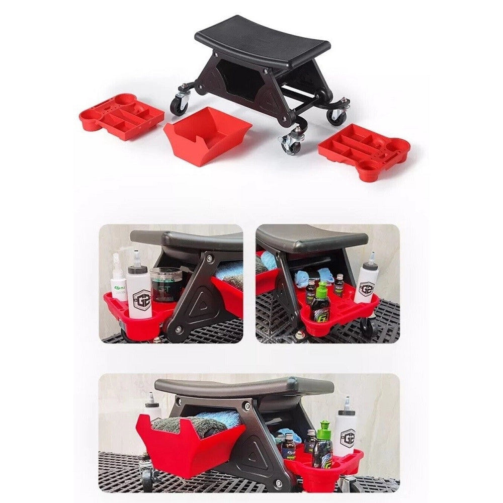 Trade Shop - Sgabello Da Officina Meccanico 136kg Seggiolino Carrello Auto Moto Con 4 Ruote -