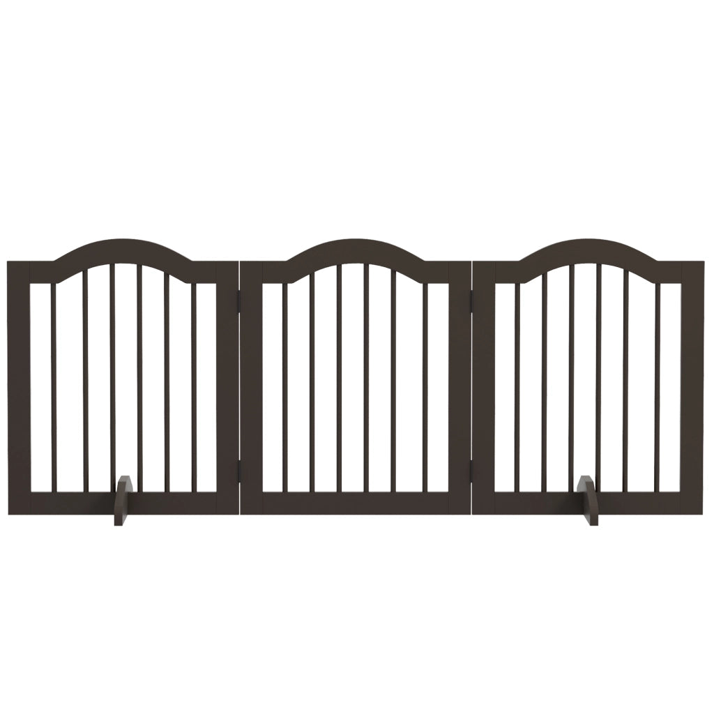 Cancellino per Cani Pieghevole a 3 Sezioni in Legno, 154.5x29.5x61cm, Caff¨¨