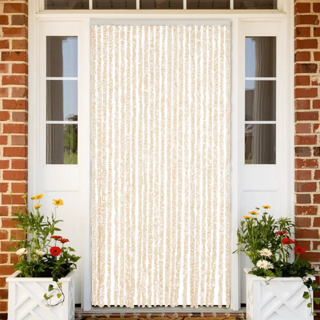 Tenda Antimosche Beige e Bianca 100x220 cm in Ciniglia