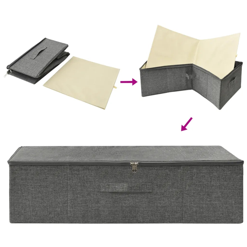 Scatole Portaoggetti 2pz in Tessuto 70x40x18 cm Antracite 332904
