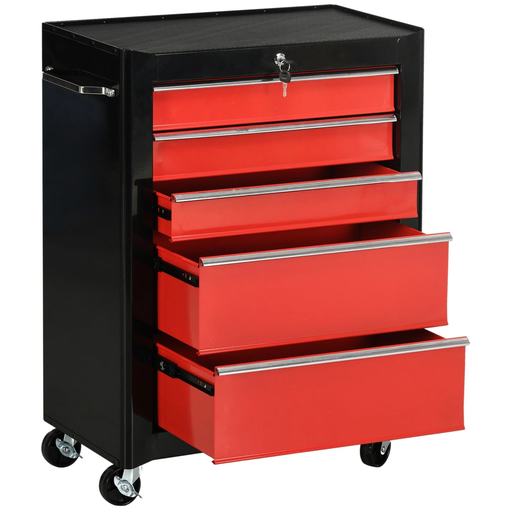 Carrello per attrezzi 5 cassetti ¨C zephmum ¨C 61.5x33x82.5 cm rosso
