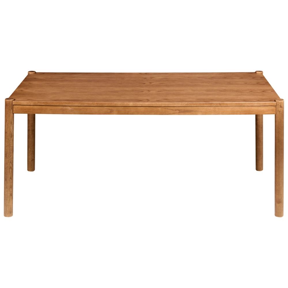 Tavolo da pranzo impiallacciato in legno di quercia scura MDF Gambe in legno di olmo 180 x 90 cm Piano rettangolare impiallacciato