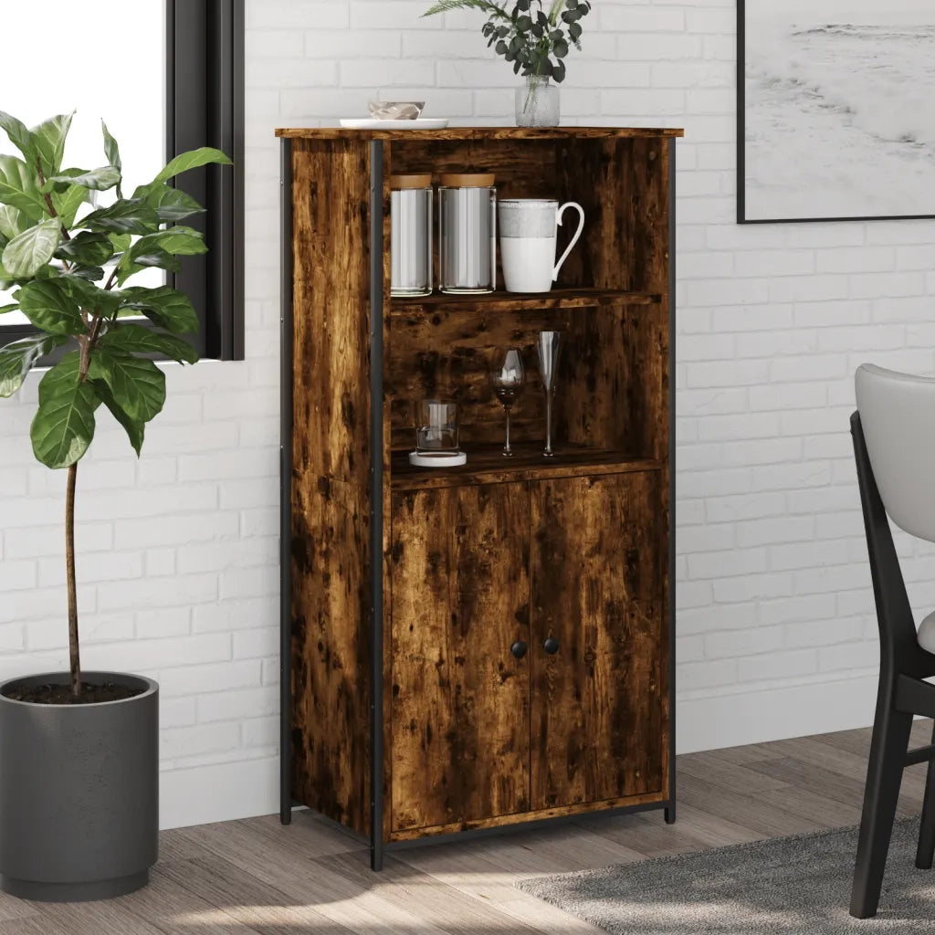 Credenza | Madia | Buffet da pranzo | Armadio da pranzo Rovere Fumo 62x36x121,5 cm in Legno Multistrato
