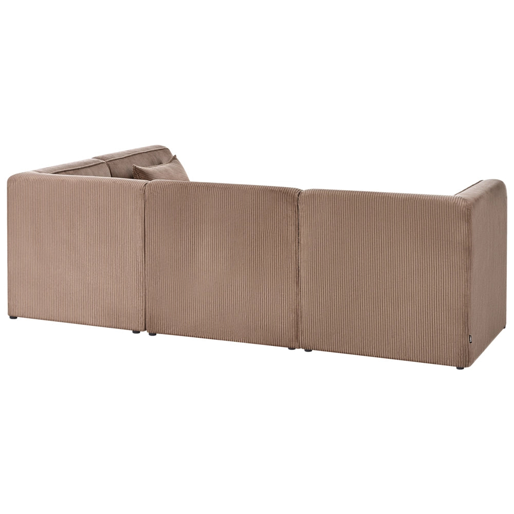 Divano modulare lato sinistro 4 posti in Velluto a coste beige sabbia design moderno soggiorno