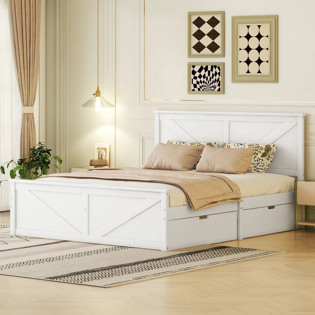 Letto in legno con 4 cassetti 160x200 mm pino bianco