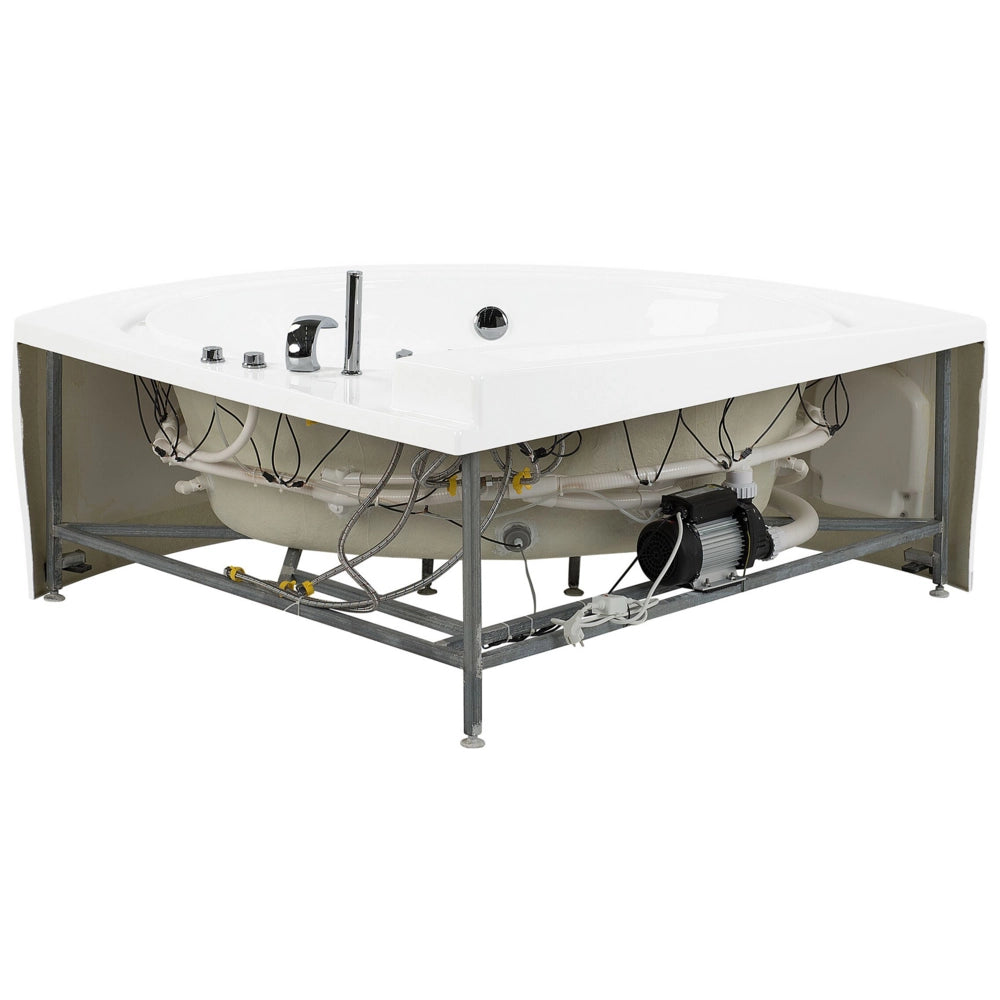 Vasca Idromassaggio Bianco Sanitario Acrilico Illuminazione LED Doppia 206 x 164 cm Ovale Design Moderno