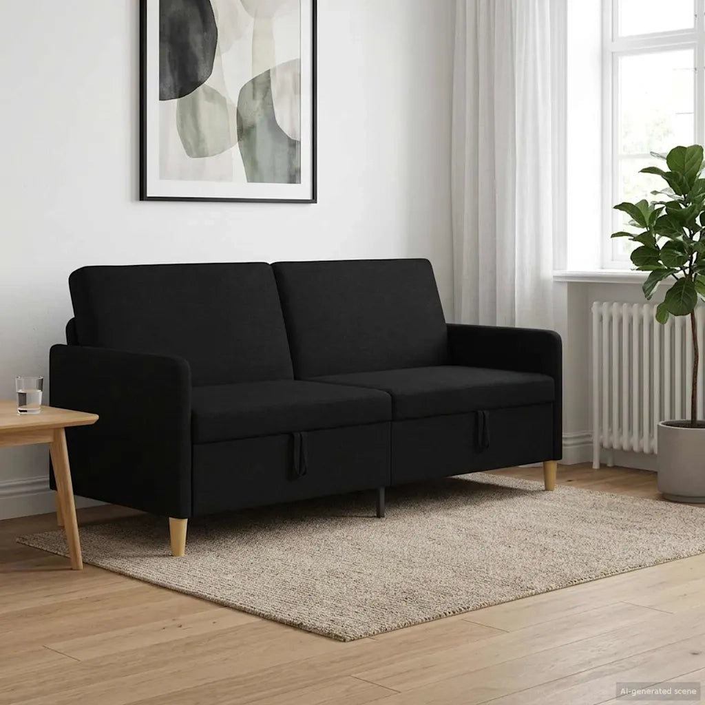 Divano con Storage Nero 192 x 78 x 87 cm Poliestere 42036977