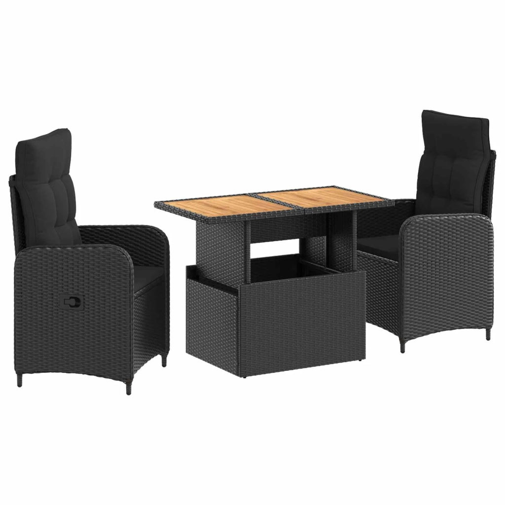 Set da pranzo per esterni 3 pcs Nero