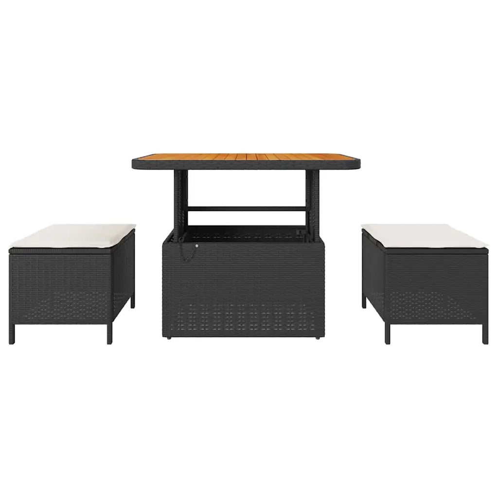 Set da Pranzo per Giardino Nero polyrattan 42007917